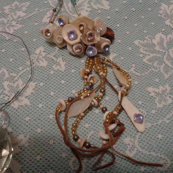 GOLDEN CHRISTMAS ORNAMENT METAL ANGEL DISCO CRYSTAL BALL BEADED ORN LOT - Picture 7 of 10